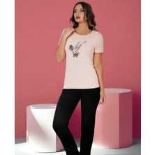 Kısa Kollu Yazlık Kadın Pijama Takımı Çiçek Desenli