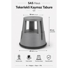 Sas Hausgerate Sas Haus Tekerlekli Kaymaz Basamaklı Tabure  – Çift Katlı Devrilmez Güvenli Basamak Taburesi