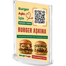 Kobi Qr Burger Qr Menü Standı 5 Adet – Oval | A6 (10×15 Cm) + Qr Menü Yazılımı