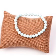 Taş Sandığı Larimar Taşı Bileklik ( 6 mm ) - Gümüş Aparat