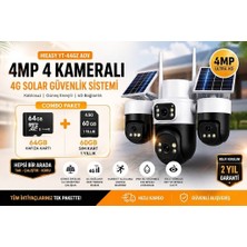 X5 Tech YT-74GZ Aov 4mp 4 Kameralı +1 Yıllık Sim Kart +64GB Hafıza Kartı Güneş Enerjili Tak Çalıştır
