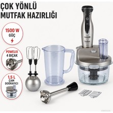 Tefal 1500 W Güçlü El Blender Seti, 4 Paslanmaz Çelik Bıçak, 1,5 L Cam Doğrayıcı, 1250 ml Karıştırma Kabı, Rende ve Dilimleme Aksesuarları