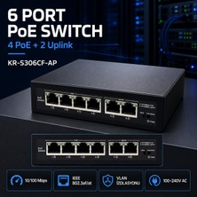 Karer KR-S306CF-AP 4+2 Port 10/100 Mbps Poe Switch – 4 Poe + 2 Uplink, Vlan Destekli