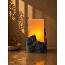Masaüstü Dekoratif Lamba Monolith | Kaya Formlu Oyun Odası Çalışma Masası Ambiyans Açık Gri | E27 LED Ampul Dahil | Gece Lambası | Glax | Modern Aydınlatma