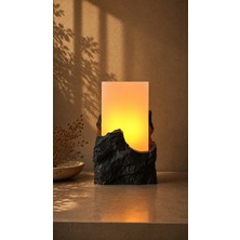 Glax Dekoratif Masa Lambası Monolith | Koyu Gri Modern Abajur | E27 LED Ampul Dahil | Şık Ev Aydınlatması | Gece Lambası | Hediyelik