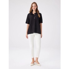Faik Sönmez Özel Düğmeli Kendinden Simli Polo Yaka Tshirt W27TSH093