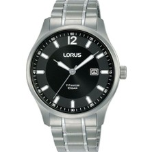 Lorus RH995QX9 Quartz Titanyum Kasa Çelik Gri Siyah Kadran 40 mm Erkek Kol Saati