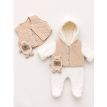 Kardeşler Bebe Erkek Bebek Kapüşonlu Wellsoft Tulum ve Kapitone Yelek Takım