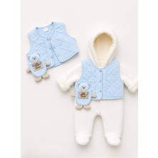 Kardeşler Bebe Erkek Bebek Kapüşonlu Wellsoft Tulum ve Kapitone Yelek Takım