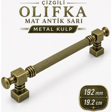 Badem10 Olifka 192MM 19.2 cm Mat Antik Sarı Metal Modern Kulp Mobilya Dolap Çekmece Mutfak Kapak Kulpu Kulbu