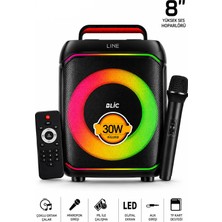 Exenar Mikrofonlu Karaoke Blic Bls-80 30W Kablosuz Bluetooth Hoparlör LED Işıklı Karaoke Parti Hoparlörü