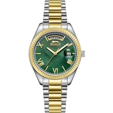 Slazenger SL.09.2338.4.08 Quartz Çelik Altın/gri Yeşil Kadran 34 mm Kadın Kol Saati