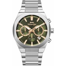 Slazenger SL.09.2540.2.06 Quartz Çelik Gri Yeşil Kadran 42 mm Erkek Kol Saati
