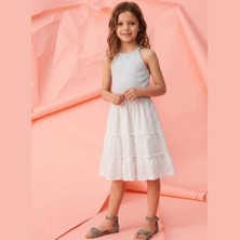 Dereff Halter Yaka Fırfırlı Fitilli Elbise 9-10 Yaş