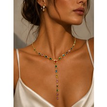 Poseidons Jewellery Aurora Luxe – Renkli Taşlı Gold Y Kolye