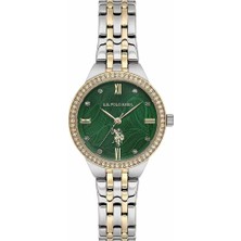 U.s. Polo Assn. USPA2134-01 Quartz Çelik Gri Altın Rengi Yeşil Kadran 30 mm Kadın Kol Saati