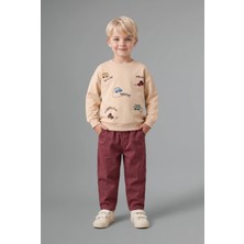 DeFacto %100 Pamuk Araba Baskılı Sweatshirt Üst Geniş Pantolon Alt 2'li Takım Erkek Bebek I1946A526AU