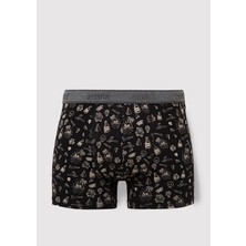 Mavi Baskılı Siyah Boxer 091719-900