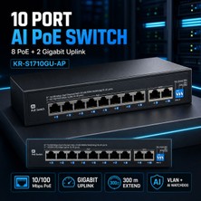 Karer KR-S1710GU-AP 8+2 Port Aı Poe Switch – 8 Poe, 2 Gigabit Uplink, Vlan ve 300 Metre Extend