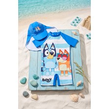 Neat Kids Erkek Çocuk Bluey Şapkalı Fermuarlı Kısa Kollu 2 Parça Mayo