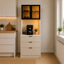 Mobilyacın Camlı Ledli Kahve Köşesi %100 Mdf