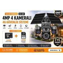 X5 Tech RX-85GZ -Dual Lens Hieasy Füme 4 Kamera +1 Yıllık Sim Kart +64GB Hafıza Kartı Güneş Enerjili Tak Çalıştır