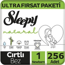 Sleepy Natural Bebek Bezi Ultra Avantaj Paketi 1 Numara Yenidoğan 2-5 kg 256 Adet