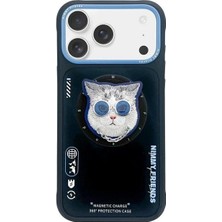 Nimmy Nımmy iPhone 17 Pro Magsafe Uyumlu 3D Pop Socket Aparatlı 3D Gözlük Zincir Kedi Detaylı Cool Cute 2 0 Kılıf