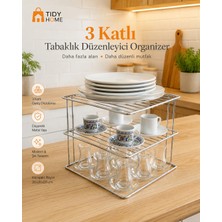Tidy Home 3 Katlı Tabaklık Dolap Içi Düzenleyici Organizer Tezgah Banyo Tabak Bardak Düzenleme Metal Raflık
