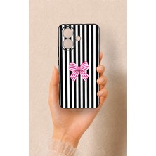 Vip Case Vivo V60 Lite Uyumlu Pembe Beyaz Kurdele Desenli Silikon Kılıf