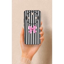 Vip Case Honor Magic 8 Lite Uyumlu Pembe Beyaz Kurdele Desenli Silikon Kılıf