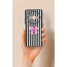 Vip Case Redmi A3 Uyumlu Pembe Beyaz Kurdele Desenli Silikon Kılıf