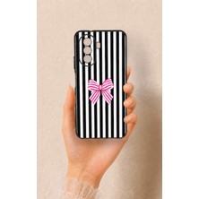 Vip Case Huawei Nova Y70 Uyumlu Pembe Beyaz Kurdele Desenli Silikon Kılıf