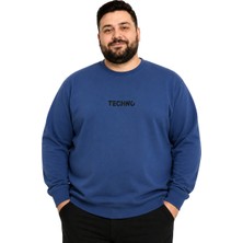Battal Moda Erkek Büyük Beden Marin Iki Iplik Techno Sweatshirt 5xl-6xl-7xl-8xl