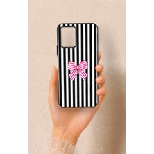 Vip Case Vivo Y21 Uyumlu Pembe Beyaz Kurdele Desenli Silikon Kılıf