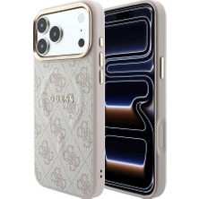 iPhone 18 Pro Kılıf Guess Lisanslı M-Safe Uyumlu C-Magnet 4g Desenli Yazı Logolu Kapak Pembe
