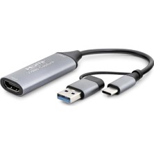 Aesco Hdmı Vıdeo Capture Type-C + Usb3.0 4K 30Hz Gri HDX7844