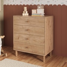 Bimossa N3050 Bunny Sepet 70 Cm, 4 Çekmeceli Yüksek Ayaklı Çocuk Odası Şifonyeri