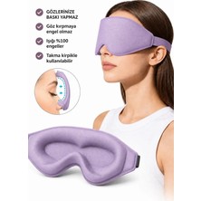 Sinada Premium 3D Uyku Göz Maskesi, %100 Işık Engelleme, Hafızalı Köpük LİLA Uyku Bandı