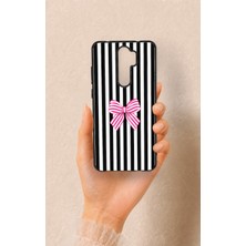 Vip Case Redmi Note 8 Pro Uyumlu Pembe Beyaz Kurdele Desenli Silikon Kılıf