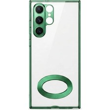 Camkapak Aksesuar Samsung Galaxy S 22 Ultra  Yeşil Kamere Lensli Kılıf Modeli