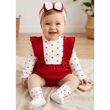 Milays Kız Bebek Bandanalı Çoraplı %100 Pamuk 3 Lü Takım