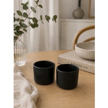 Beige & Stone 2'li Set Siyah Seramik Kupa 175 ml Minimal Kahve Kupası Çay Fincanı Espresso ve Türk Kahvesi Bardağı