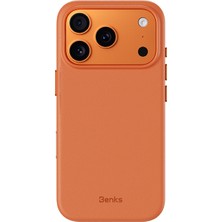 iPhone 18 Pro Max Kılıf M-Safe Özellikli Çizilmeye Dayanıklı Benks Vitapro Serisi Pu Deri Turuncu