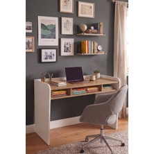 L'occi Concept Prime 120CM Raflı Çalışma Masası Bilgisayar Laptop Masası Sepet-Beyaz Prı1-Sw