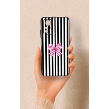 Vip Case Redmi Note 12S Uyumlu Pembe Beyaz Kurdele Desenli Silikon Kılıf