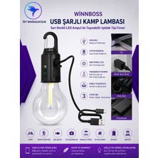 Winnboss USB Şarjlı Kamp Lambası Sarı Renkli LED Ampul ile Taşınabilir Işıldak Tipi Fener