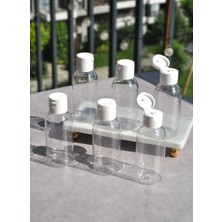 Qualitev 6 Adet Fliptop Beyaz Kapaklı Plastik Şişe 100 ml Şeffaf Kolonya Şişesi Doldurulabilir Şampuan Seyahat Boy