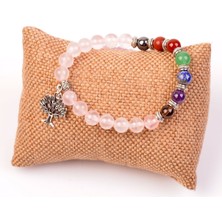 Taş Sandığı Pembe Kuvars Taşı Çakra Bileklik - 8 mm