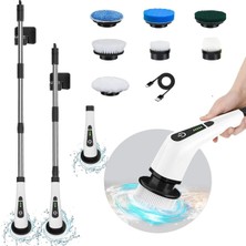 Go İthalat 9in1 Şarjlı Temizlik Fırçası Çok Fonksiyonlu Kablosuz Banyo ve Mutfak Yüzey Temizleyici Robot